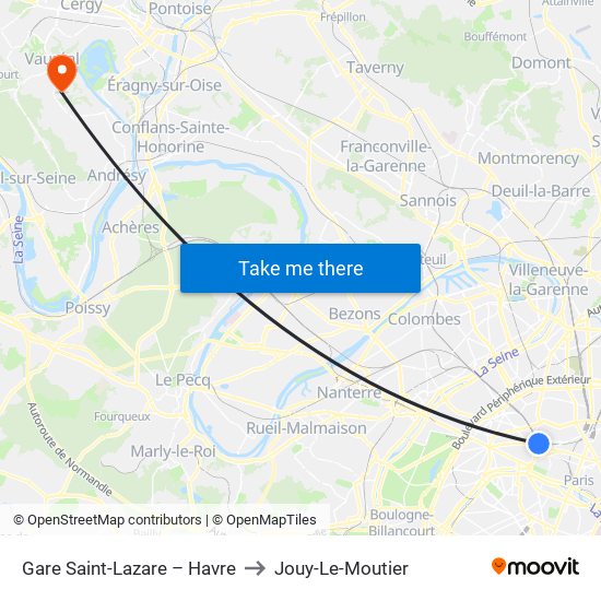 Gare Saint-Lazare – Havre to Jouy-Le-Moutier map