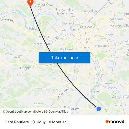 Gare Routière to Jouy-Le-Moutier map