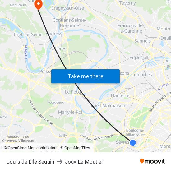 Cours de L'Ile Seguin to Jouy-Le-Moutier map