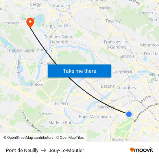 Pont de Neuilly to Jouy-Le-Moutier map