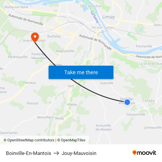 Boinville-En-Mantois to Jouy-Mauvoisin map