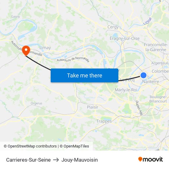Carrieres-Sur-Seine to Jouy-Mauvoisin map