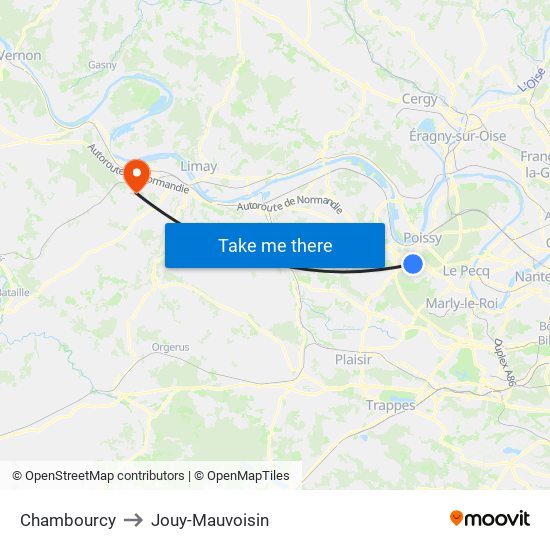 Chambourcy to Jouy-Mauvoisin map