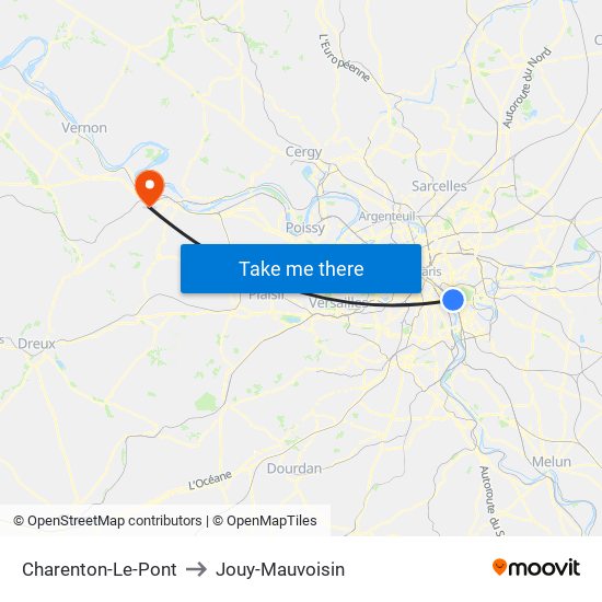 Charenton-Le-Pont to Jouy-Mauvoisin map