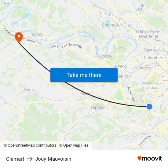 Clamart to Jouy-Mauvoisin map