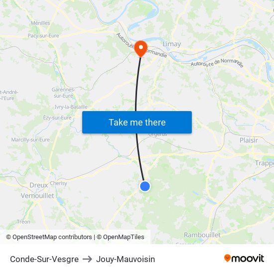 Conde-Sur-Vesgre to Jouy-Mauvoisin map