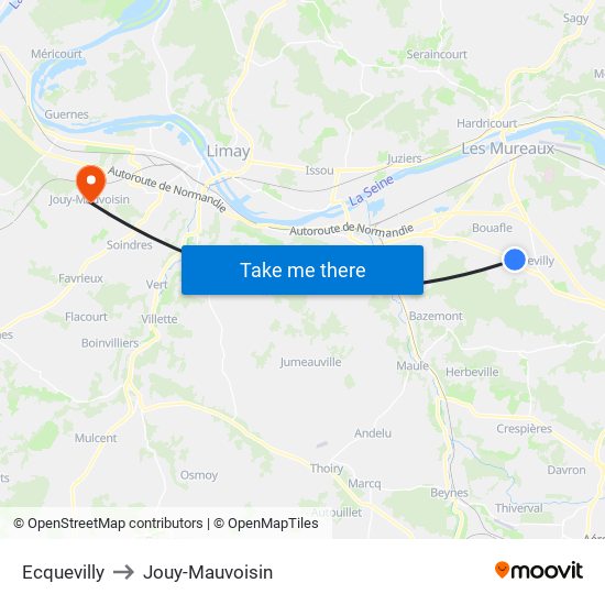 Ecquevilly to Jouy-Mauvoisin map
