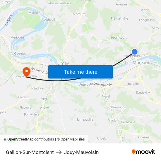 Gaillon-Sur-Montcient to Jouy-Mauvoisin map