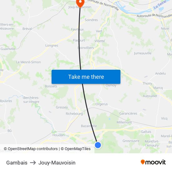 Gambais to Jouy-Mauvoisin map