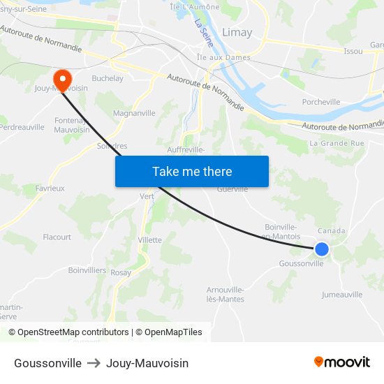 Goussonville to Jouy-Mauvoisin map