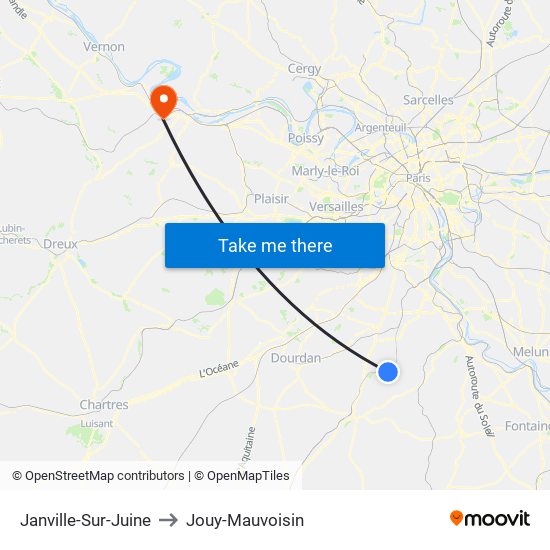 Janville-Sur-Juine to Jouy-Mauvoisin map