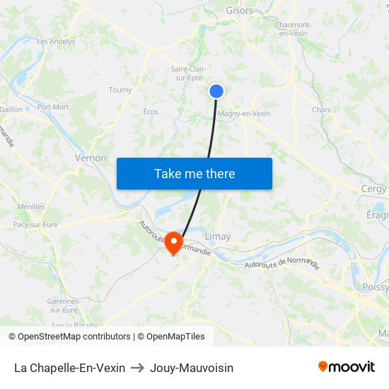 La Chapelle-En-Vexin to Jouy-Mauvoisin map