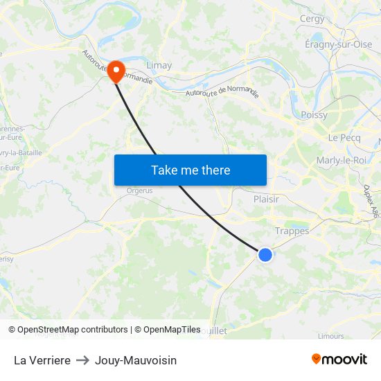 La Verriere to Jouy-Mauvoisin map