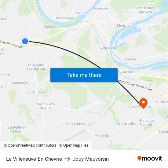 La Villeneuve-En-Chevrie to Jouy-Mauvoisin map