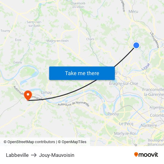 Labbeville to Jouy-Mauvoisin map