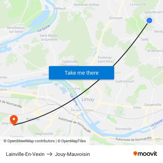 Lainville-En-Vexin to Jouy-Mauvoisin map