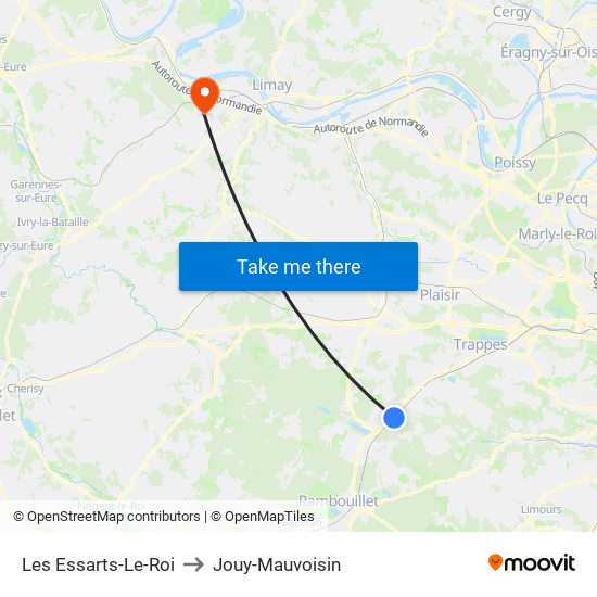 Les Essarts-Le-Roi to Jouy-Mauvoisin map