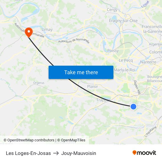 Les Loges-En-Josas to Jouy-Mauvoisin map