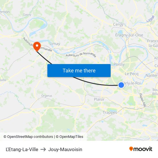 L'Etang-La-Ville to Jouy-Mauvoisin map