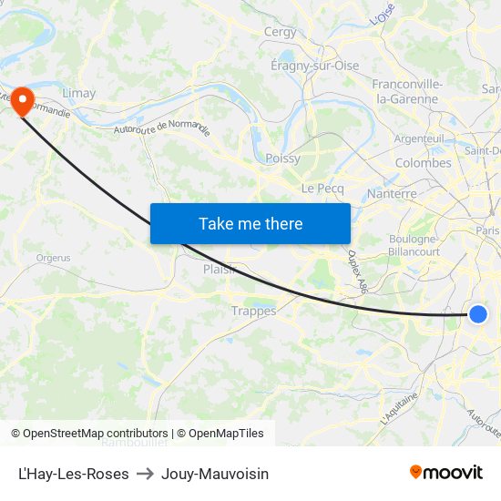 L'Hay-Les-Roses to Jouy-Mauvoisin map