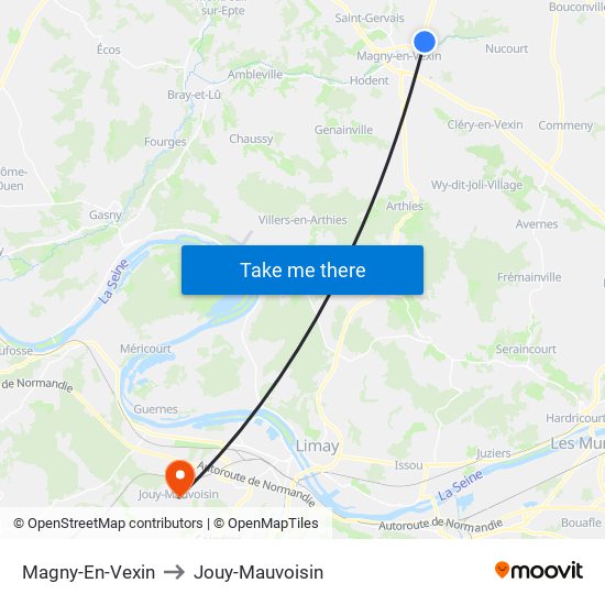 Magny-En-Vexin to Jouy-Mauvoisin map