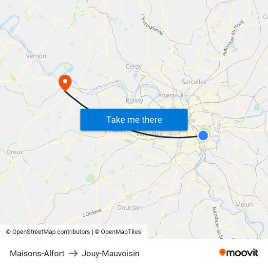 Maisons-Alfort to Jouy-Mauvoisin map