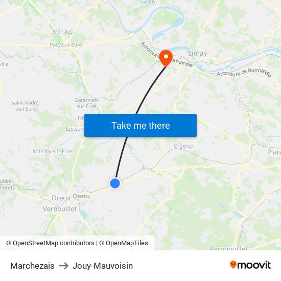 Marchezais to Jouy-Mauvoisin map