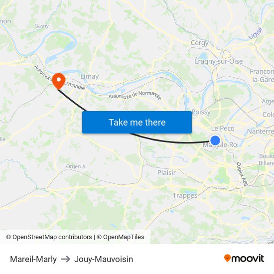 Mareil-Marly to Jouy-Mauvoisin map