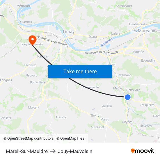 Mareil-Sur-Mauldre to Jouy-Mauvoisin map