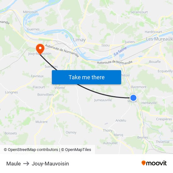 Maule to Jouy-Mauvoisin map