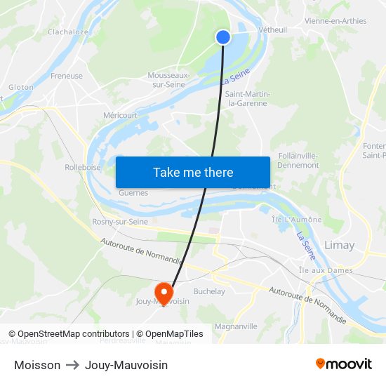 Moisson to Jouy-Mauvoisin map