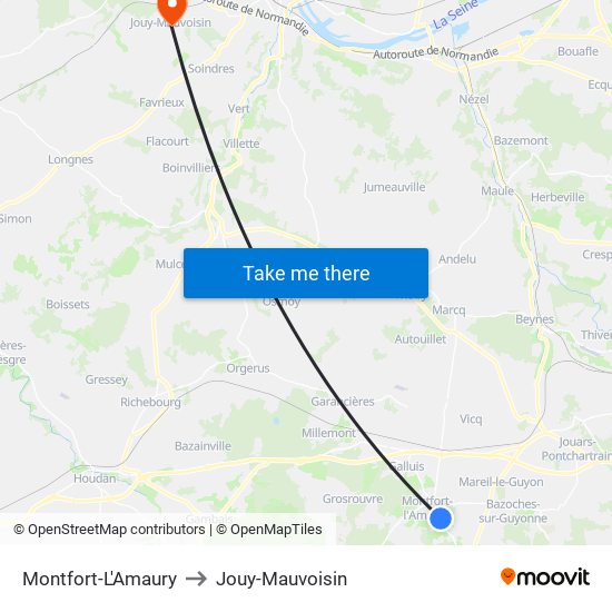 Montfort-L'Amaury to Jouy-Mauvoisin map