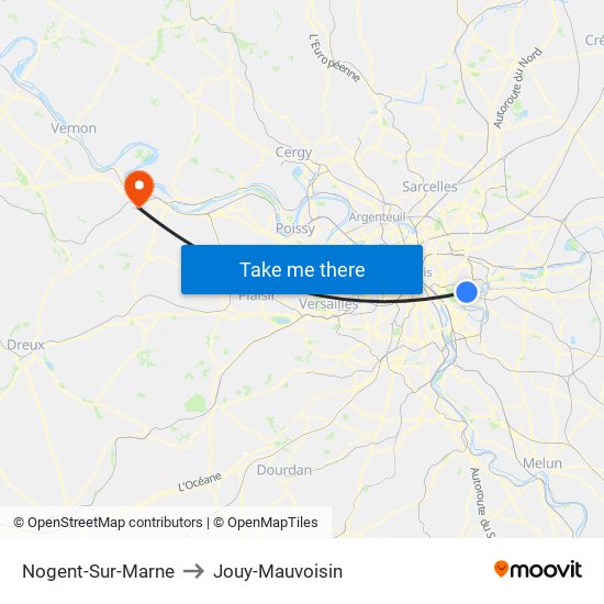 Nogent-Sur-Marne to Jouy-Mauvoisin map