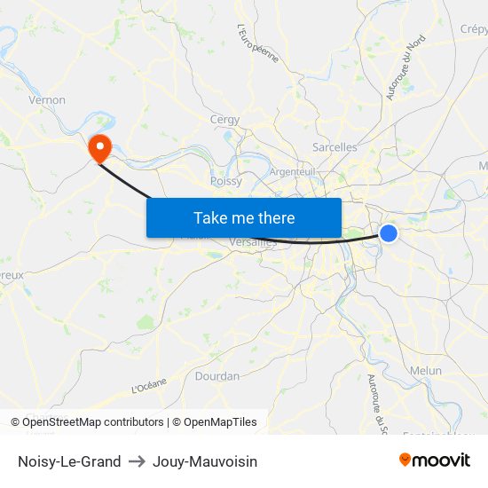 Noisy-Le-Grand to Jouy-Mauvoisin map