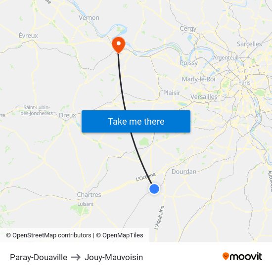 Paray-Douaville to Jouy-Mauvoisin map