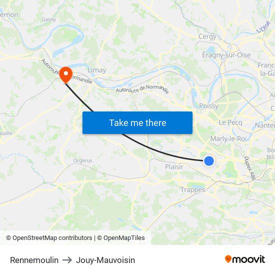 Rennemoulin to Jouy-Mauvoisin map