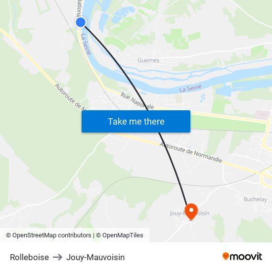 Rolleboise to Jouy-Mauvoisin map