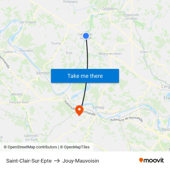 Saint-Clair-Sur-Epte to Jouy-Mauvoisin map