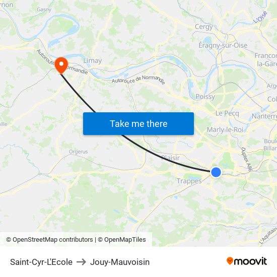Saint-Cyr-L'Ecole to Jouy-Mauvoisin map