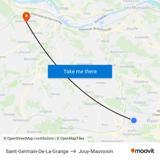 Saint-Germain-De-La-Grange to Jouy-Mauvoisin map