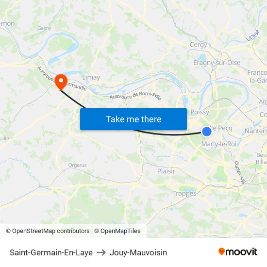 Saint-Germain-En-Laye to Jouy-Mauvoisin map