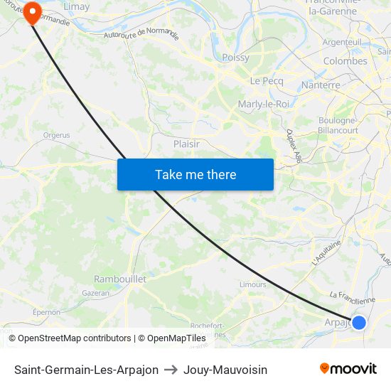 Saint-Germain-Les-Arpajon to Jouy-Mauvoisin map