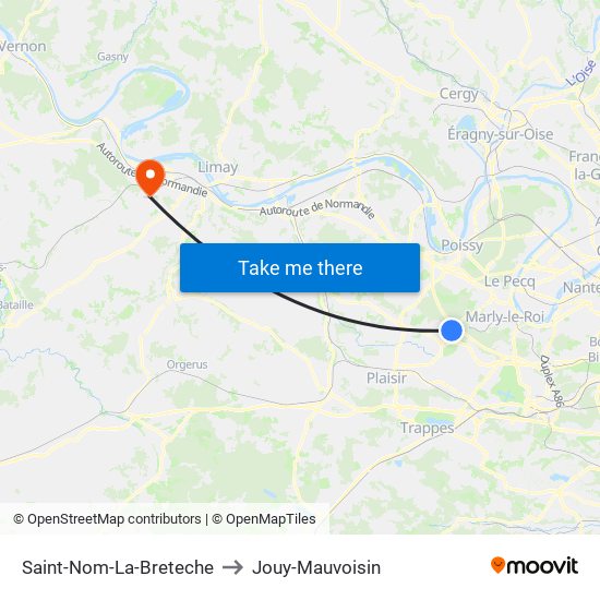 Saint-Nom-La-Breteche to Jouy-Mauvoisin map