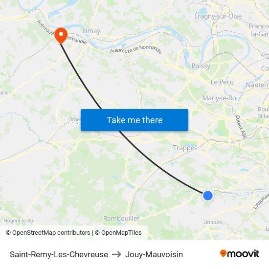 Saint-Remy-Les-Chevreuse to Jouy-Mauvoisin map