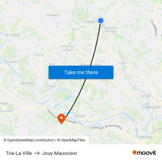 Trie-La-Ville to Jouy-Mauvoisin map
