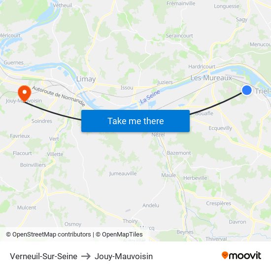 Verneuil-Sur-Seine to Jouy-Mauvoisin map