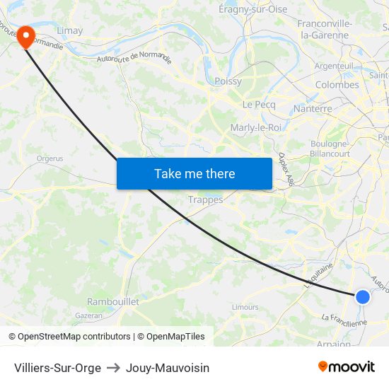 Villiers-Sur-Orge to Jouy-Mauvoisin map