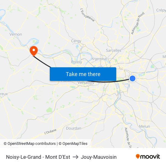Noisy-Le-Grand - Mont D'Est to Jouy-Mauvoisin map