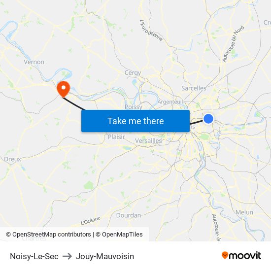 Noisy-Le-Sec to Jouy-Mauvoisin map