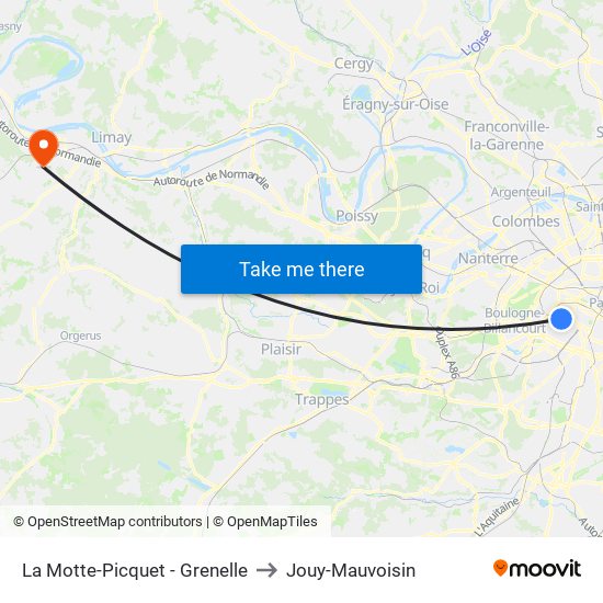 La Motte-Picquet - Grenelle to Jouy-Mauvoisin map